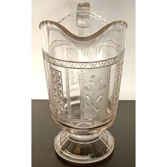 EAPG Antique Bryce Brothers Glass Pitcher Forget Me Not Water Pitcher Victorian - Picture 3 of 11